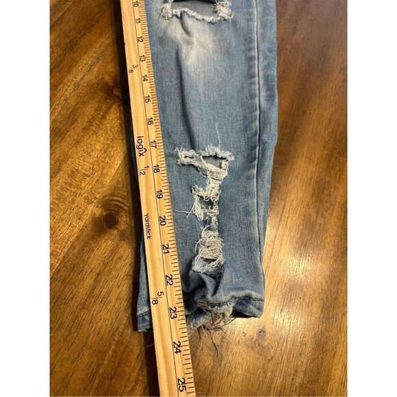 Gogo Women's Juniors Size 7 Blue High Rise Skinny Ankle Distressed Stretch Jeans - Picture 7 of 7